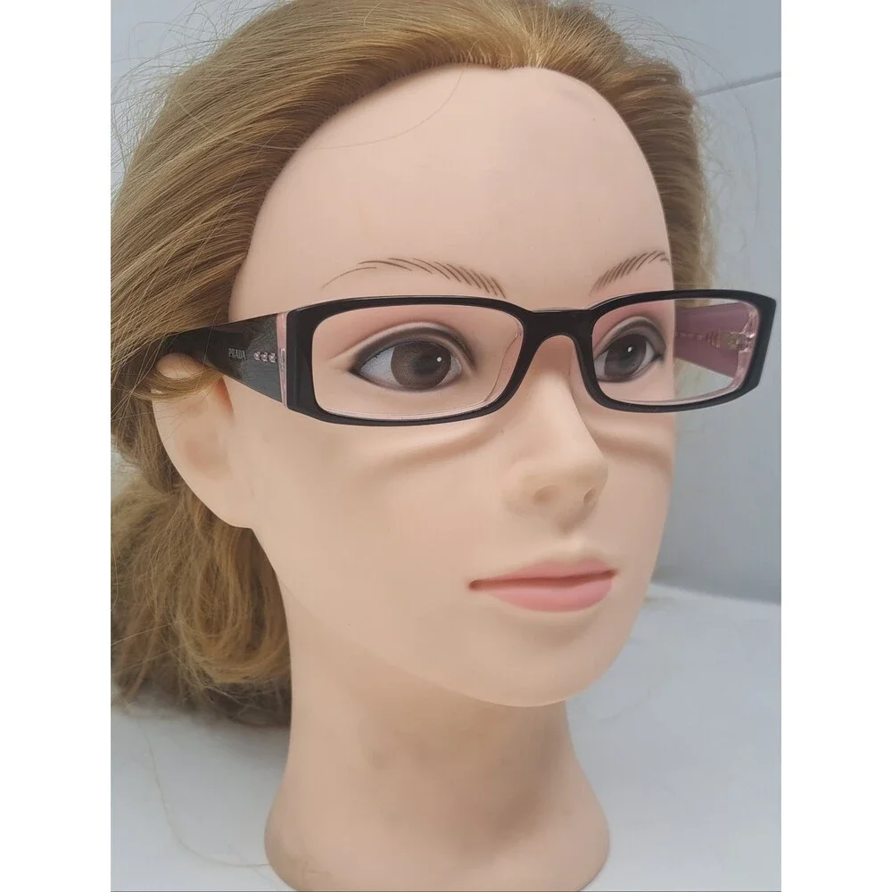 NEW Prada Women's Eye Glasses Frames Rectangle Black Purple VPR 10F 51-16-135